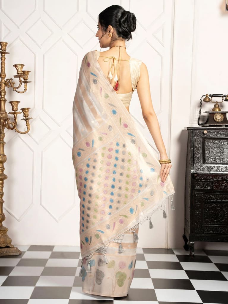 Mimosa Women's Woven Design Banarasi Style Art Silk Saree With Blouse Piece : SA00002064GYFREE — photo 4