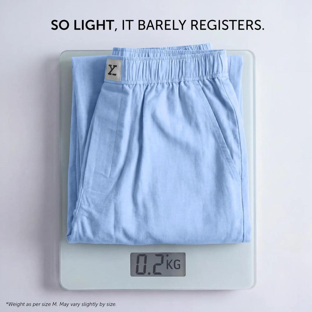 Ultra-Breathable Cotton Chambray Pyjamas - Powder Blue — photo 7
