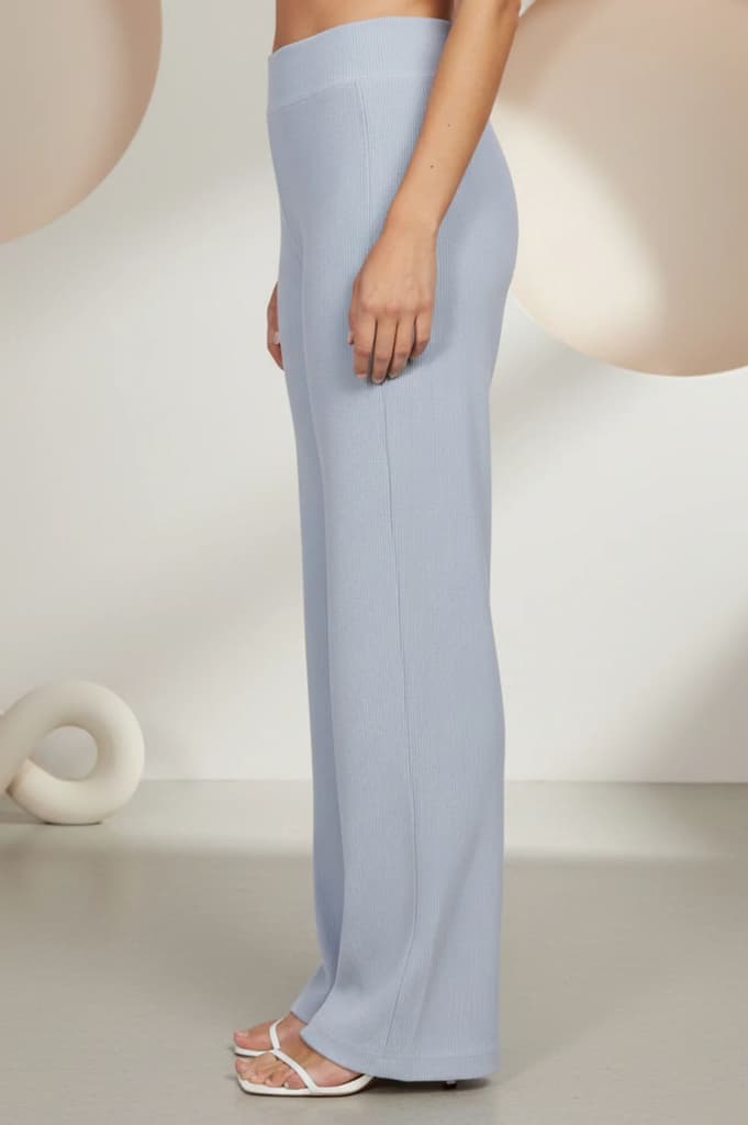Blue Solid Wide Leg High Rise Corduroy Palazzo — photo 2