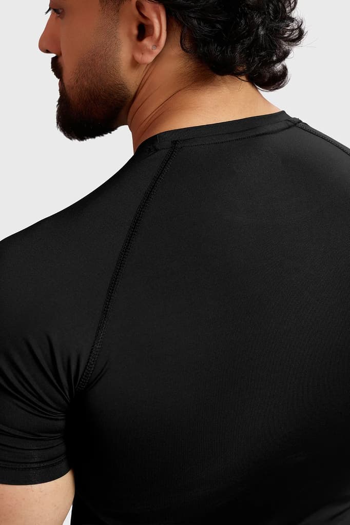 Compression T-shirt Black/ Blue Logo — photo 5