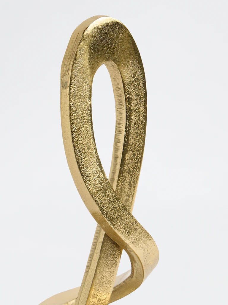 Westside Home Gold Knotted Sculpture on Marble Stand — photo 3