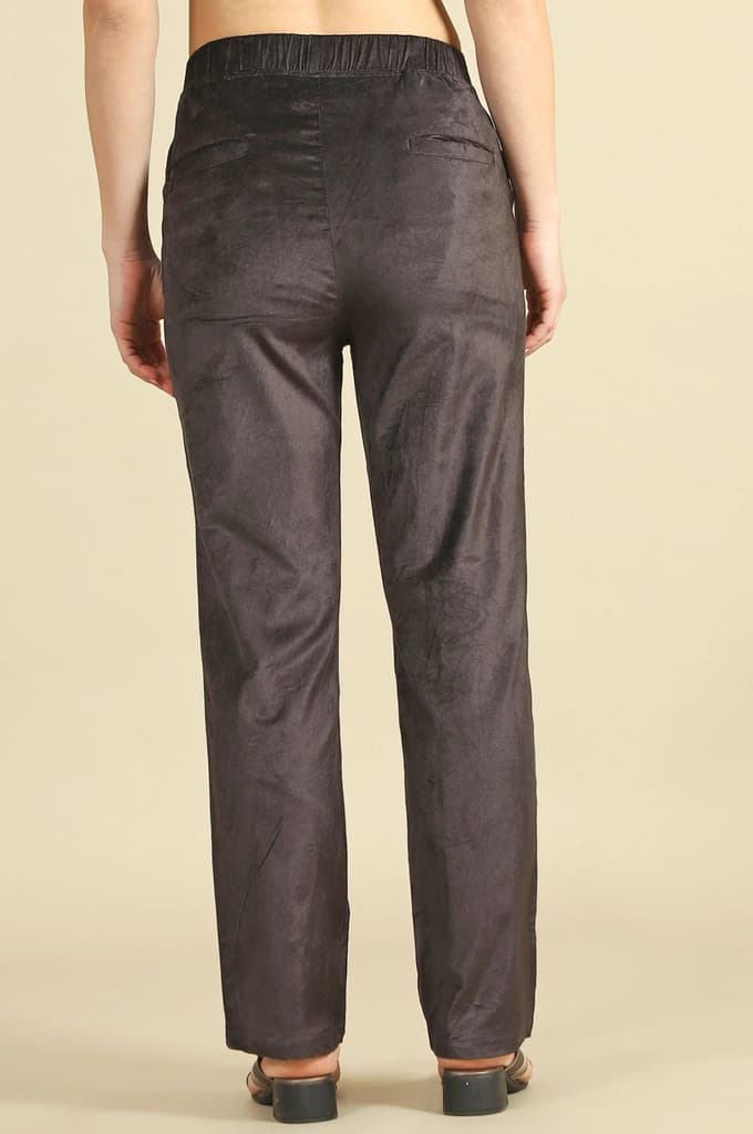 Grey Solid Straight Pants — photo 5