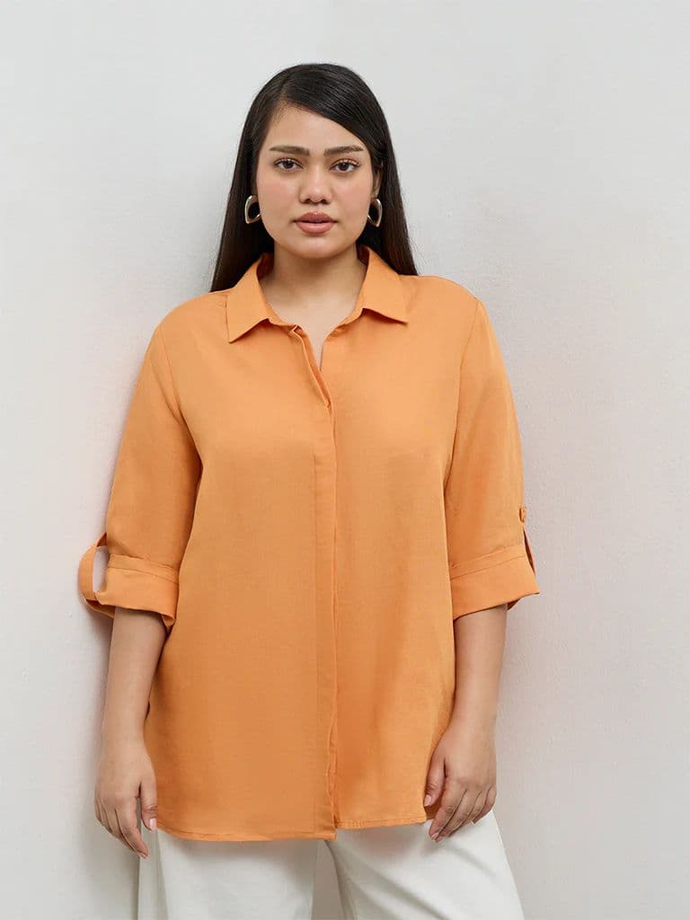 Gia Orange Solid Shirt — photo 2