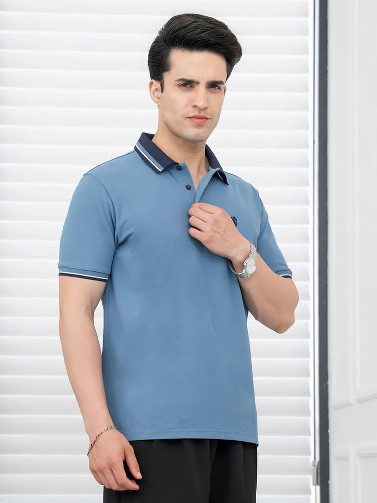 T Shirts for Men in Blue | Polo Half Sleeve T Shirt — photo 2