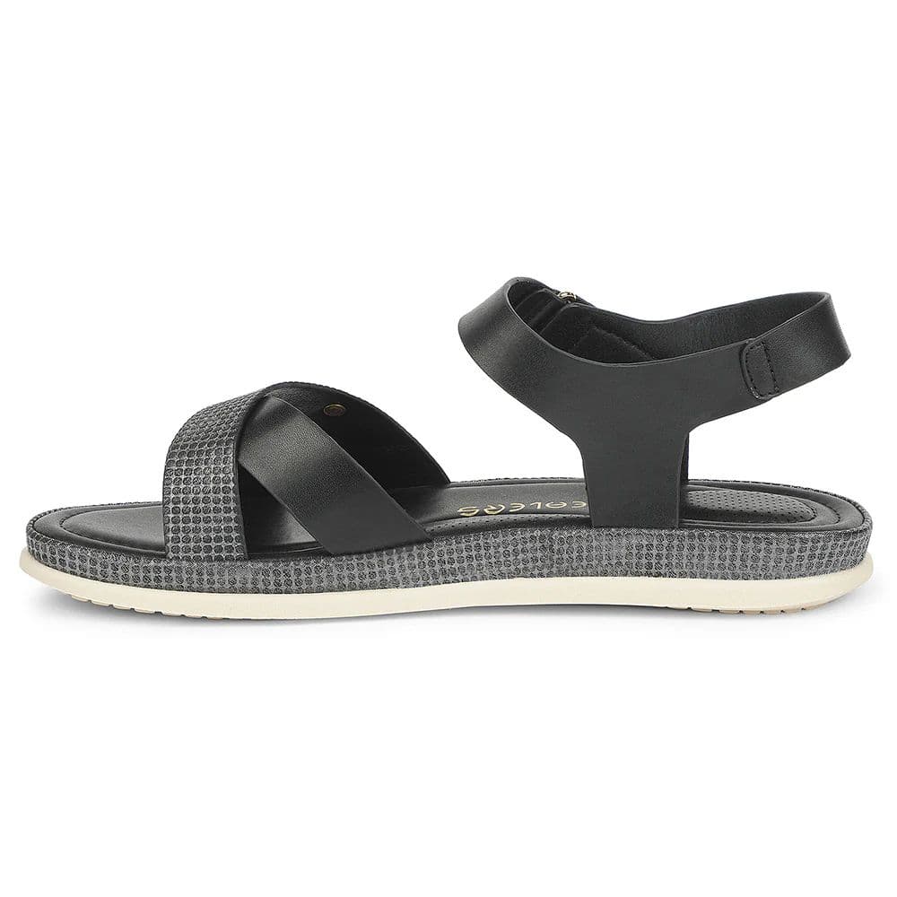 Healers Black Casual Flat Sandal for Women GLF-1 by Liberty — photo 3