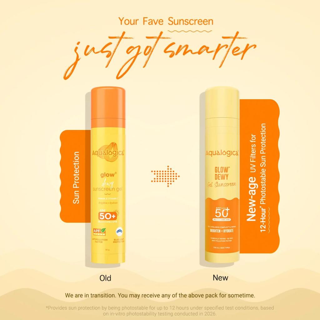 Glow+ Dewy Gel Sunscreen In-Vivo Tested SPF 50+ PA++++ with Papaya & Vitamin C - 50g