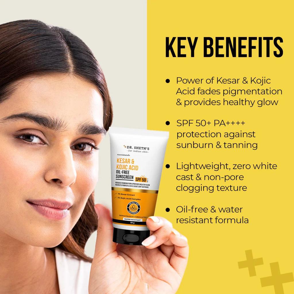 Kesar & Kojic Acid Oil Free Sunscreen - 50g In-Vivo Tested SPF 50+ PA ++++