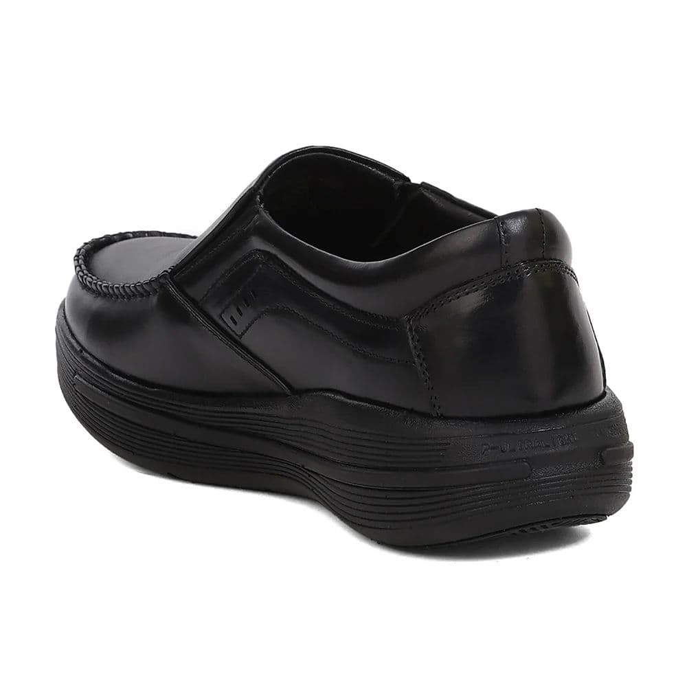 Healers LER-2 Men's Black Leather Formal Shoes with GEL INSOLE & Elastic Comfort — photo 3