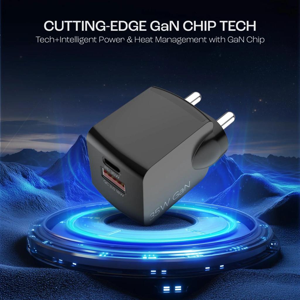 35W GAN Charger | 35W Fast Charger with GaN Chip Technology, 12 Layers of Smart IC Protection, Dual-Port Charging — photo 5