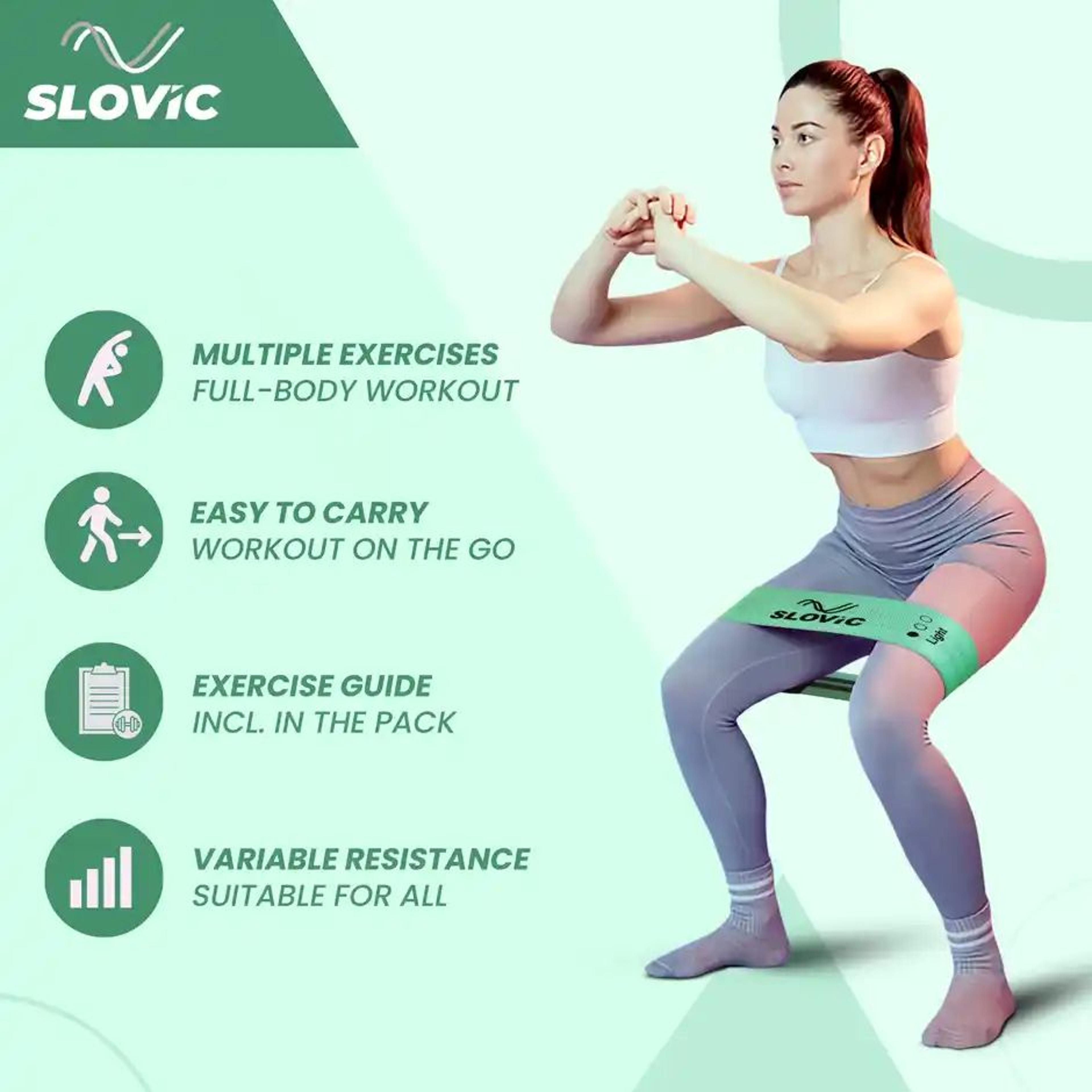 Slovic Fabric Resistance Bands | Anti-Slip Mini Loop Bands with Workout Guide