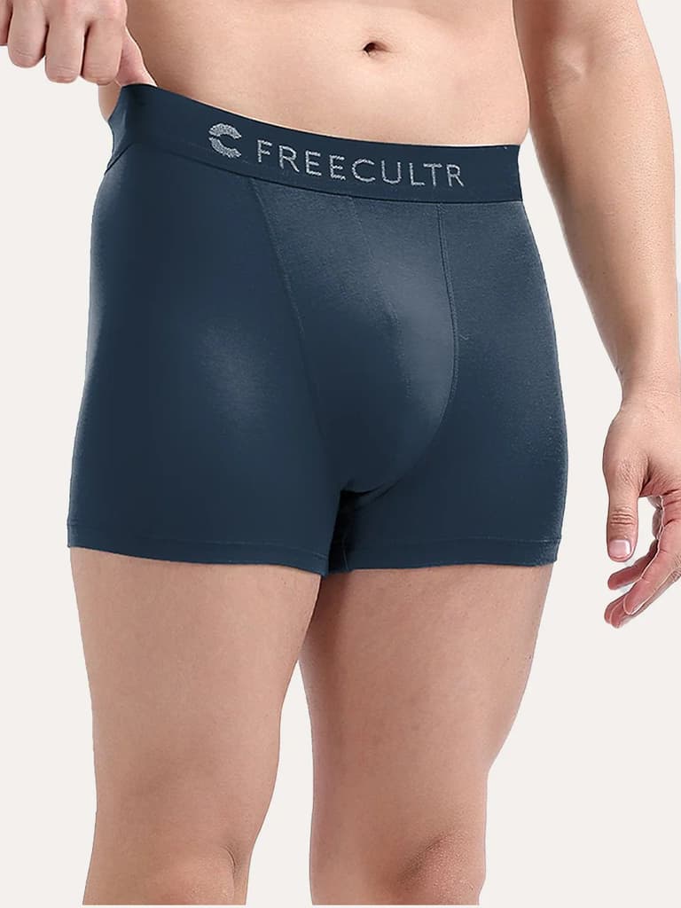 Men's Anti-Bacterial Micro Modal Trunk in Solid Waistband (Pack of 1) — Space Blue / S / Men