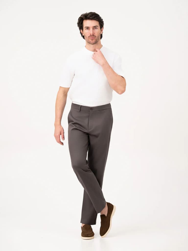 Ashvane Grey Relaxed Fit Stretch Chinos for Men — photo 9
