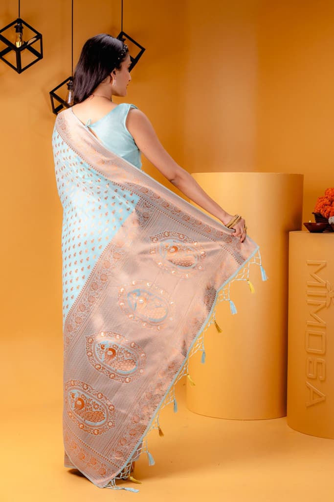 Mimosa Women's Woven Design Banarasi Style Art Silk Saree With Blouse Piece : SA00001809ANFREE — photo 6