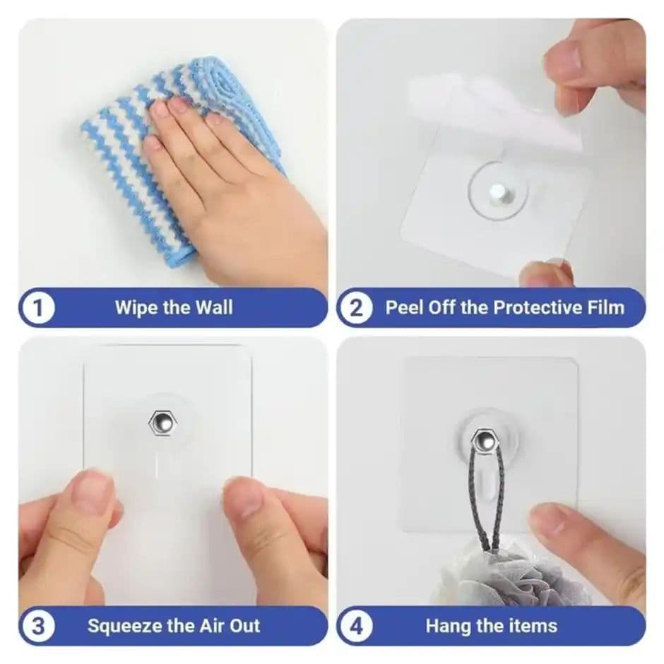 Perpetual Nail Wall Hooks | Heavy Duty | Transparent | Waterproof | Multipurpose