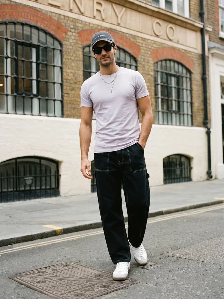 Men's Black Loose Baggy Fit Washed Denim Jeans Non-Stretchable — photo 4