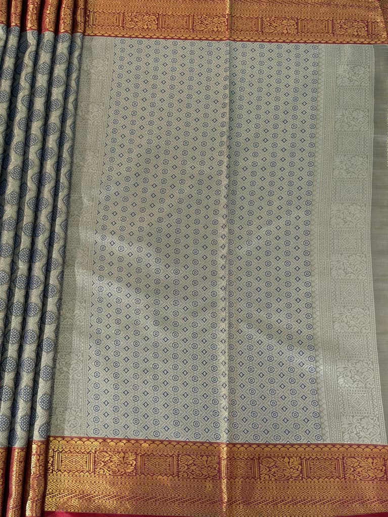 MIMOSA Women's Woven Design Kanjivaram Style Art Silk Saree with Blouse Piece - Navy Blue (SA00002734NVFREE) — photo 7