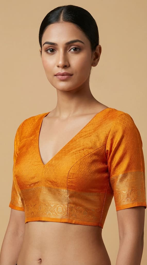 MIMOSA Women's Woven Design Kanjivaram Style Art Silk Saree with Blouse Piece - Mustard ( SA00002246MSFREE ) — photo 5