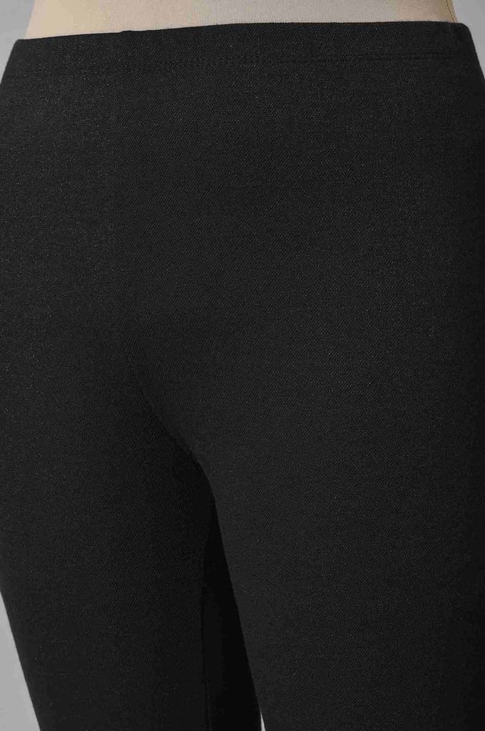 Black Solid Skinny Fit Tights With Elasticated Waist — photo 7