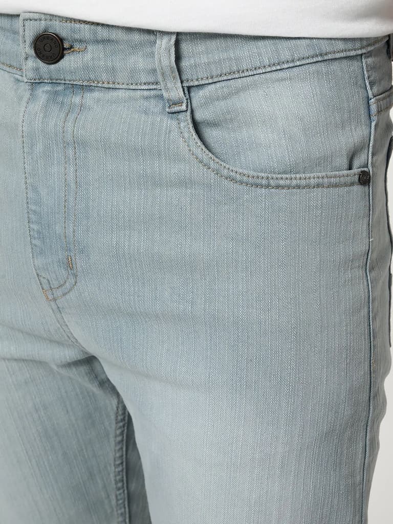 Men's Ice Grey Straight Fit Washed Denim Jeans Stretchable — photo 6