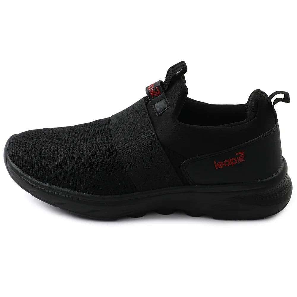 Leap7x Black Non Lacing Sports Walking Shoes For Men SENTINO By Liberty — photo 3