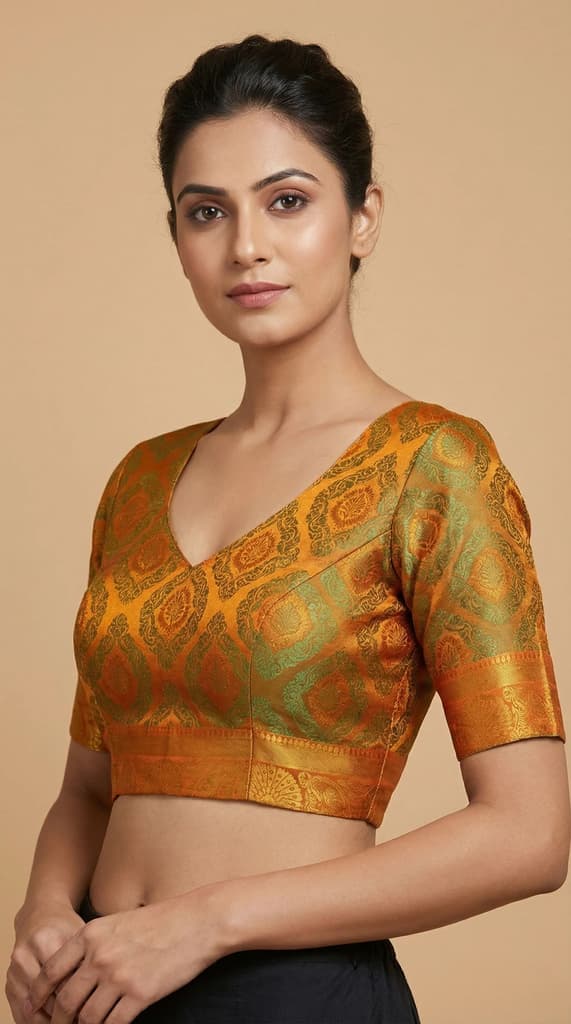 MIMOSA Women's Woven Design Kanjivaram Style Art Silk Saree with Blouse Piece - Mustard ( SA00003142MSFREE ) — photo 6