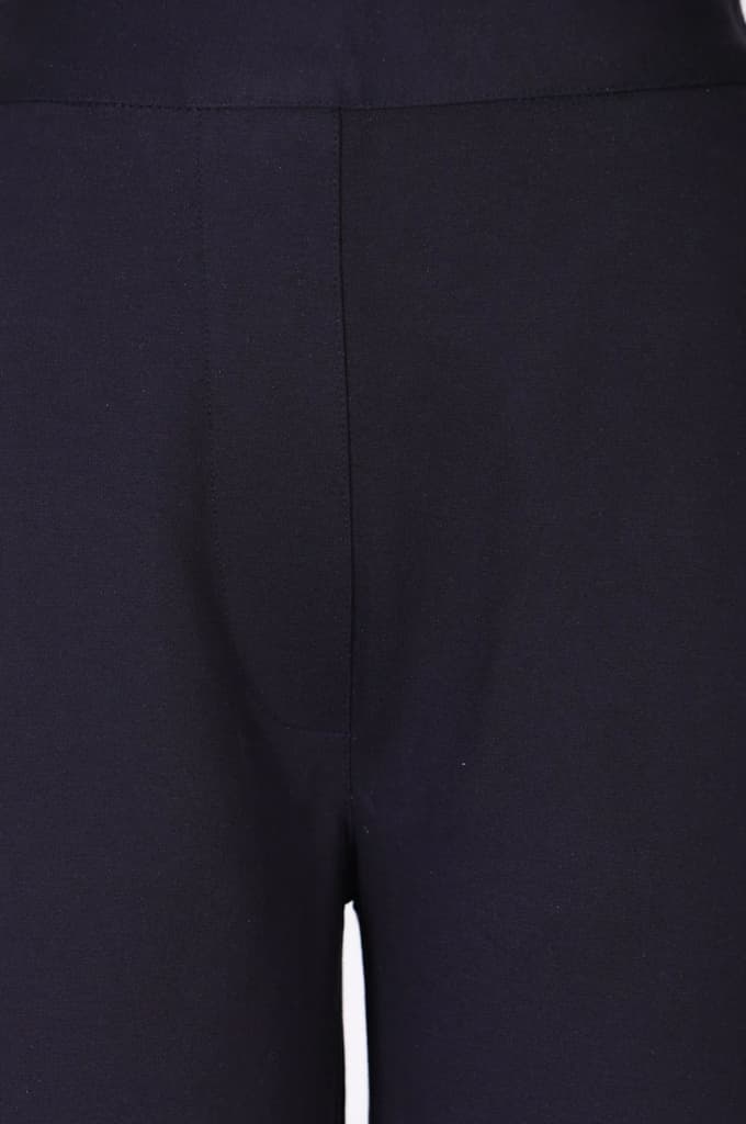 Navy Blue Solid Rayon Straight Fit Pants — photo 2