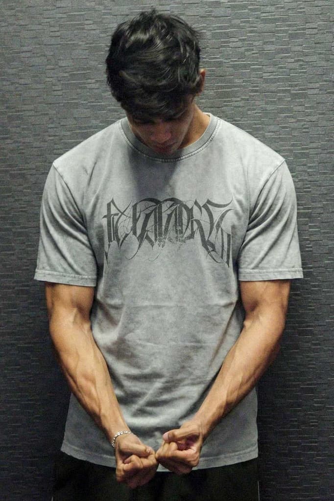 Skull Washed Oversized T-shirt Light Grey — photo 3