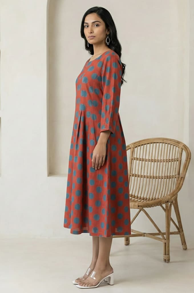 Red Polka Dots Pure Cotton A-line Dress — photo 6