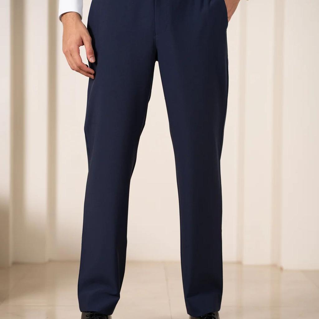 Uplift Navy 247 Relaxed Fit Smart Formal Trousers