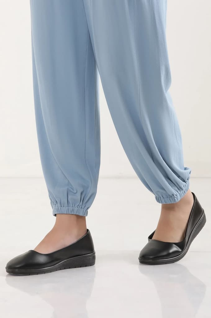 Light Blue Solid Pleated Harem Pants — photo 8
