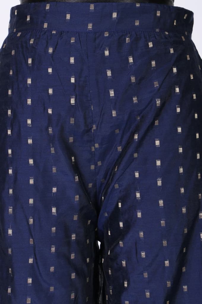 Navy Blue Chanderi Wide Leg Ankle Length Palazzo Pants — photo 3