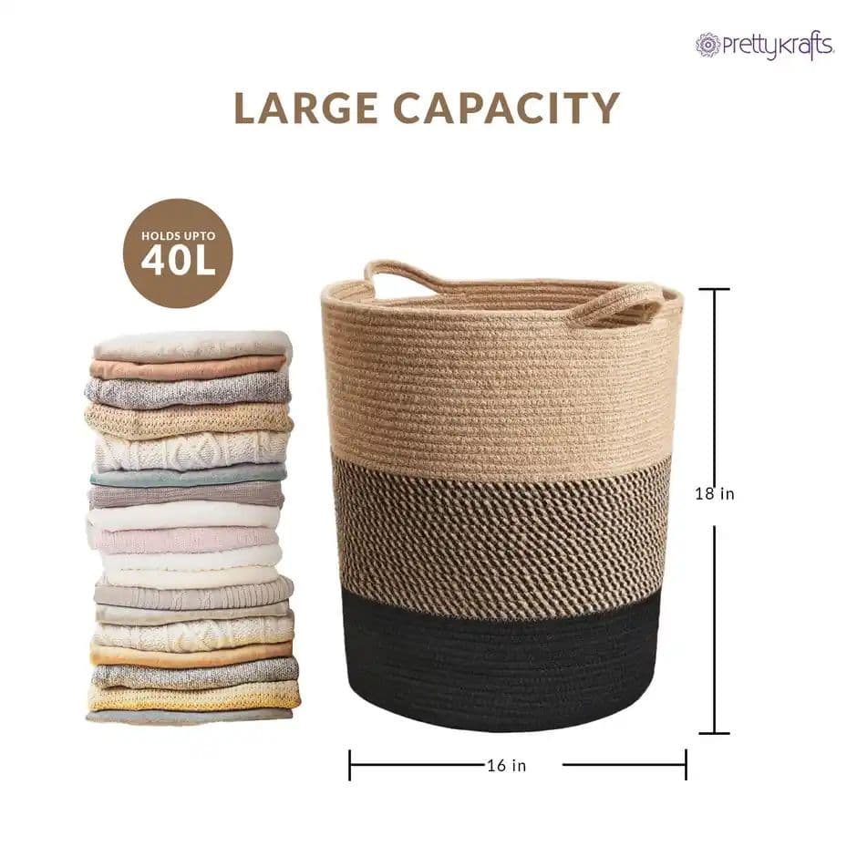 PrettyKrafts Jute & Rope Multipurpose Basket | Toy Storage, Laundry Box & Planter Organizer - Brown — photo 2