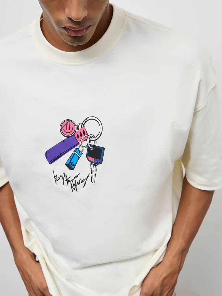 Nuon Off-White Graphic Printed Relaxed-Fit Cotton T-Shirt — photo 3