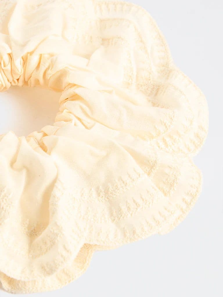 Westside Accessories Cream Textured Scrunchie — photo 3