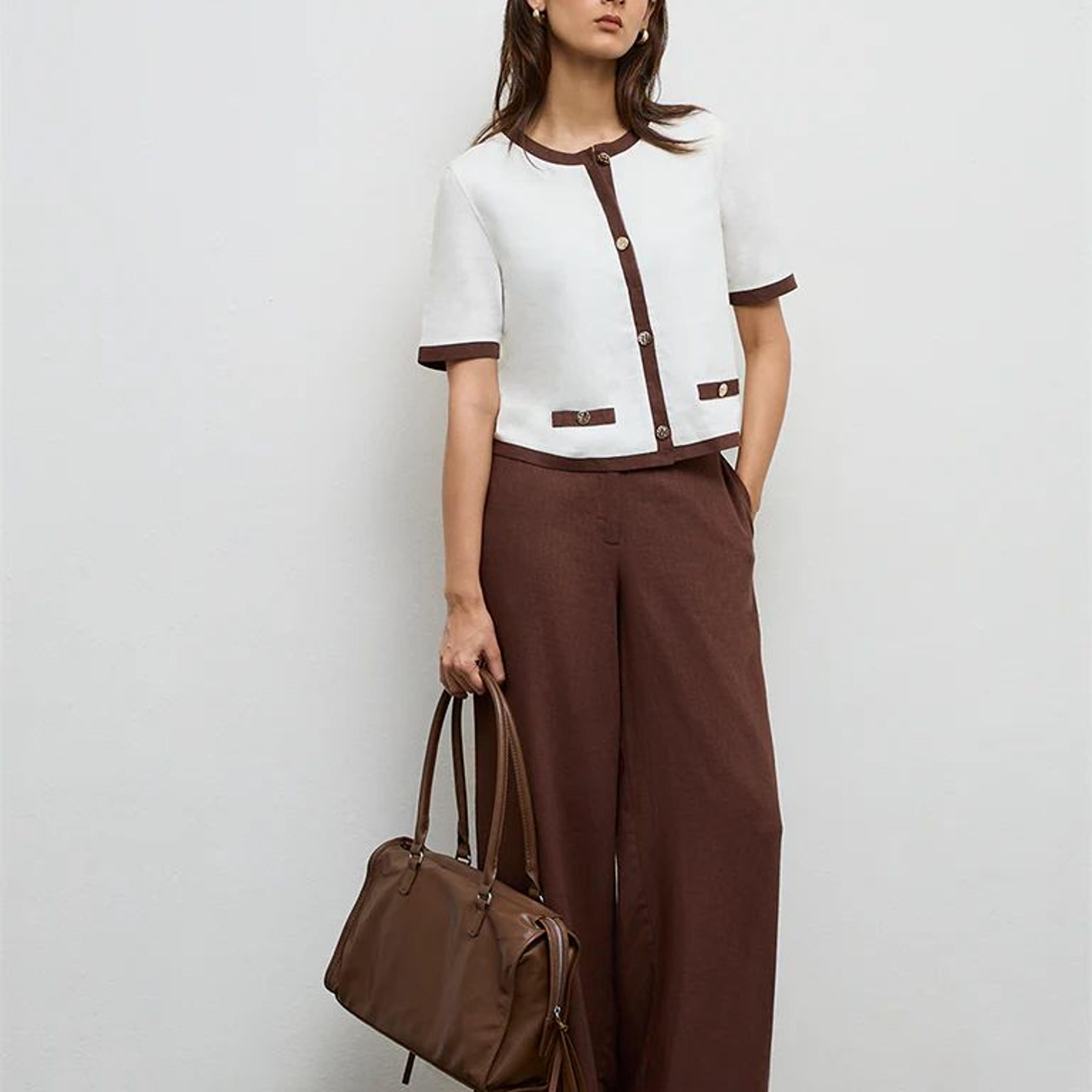 Wardrobe Off-White Contrast-Detailed Cotton Blouse