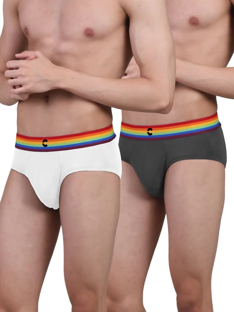 Pride Edition - Men's Anti-Bacterial Micro Modal Brief (Pack of 2) — Pride White; Pride Grey / S / Men
