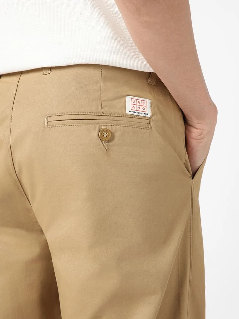 Men's Khaki Cotton Regular Fit Casual Chinos Trousers Stretch — photo 5