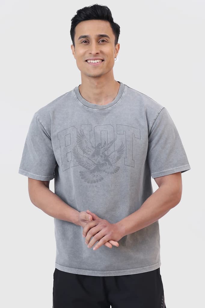 Shadow Washed Oversized T-shirt Light Grey — photo 7