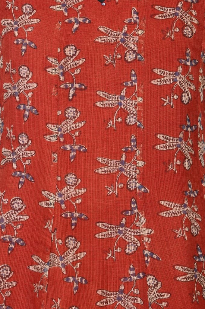 Rust Block Printed Cotton Blend A-line Sleeveless Top — photo 2
