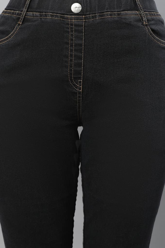 Grey Solid Skinny Fit Denim Jeggings With Slip On Closure — photo 6