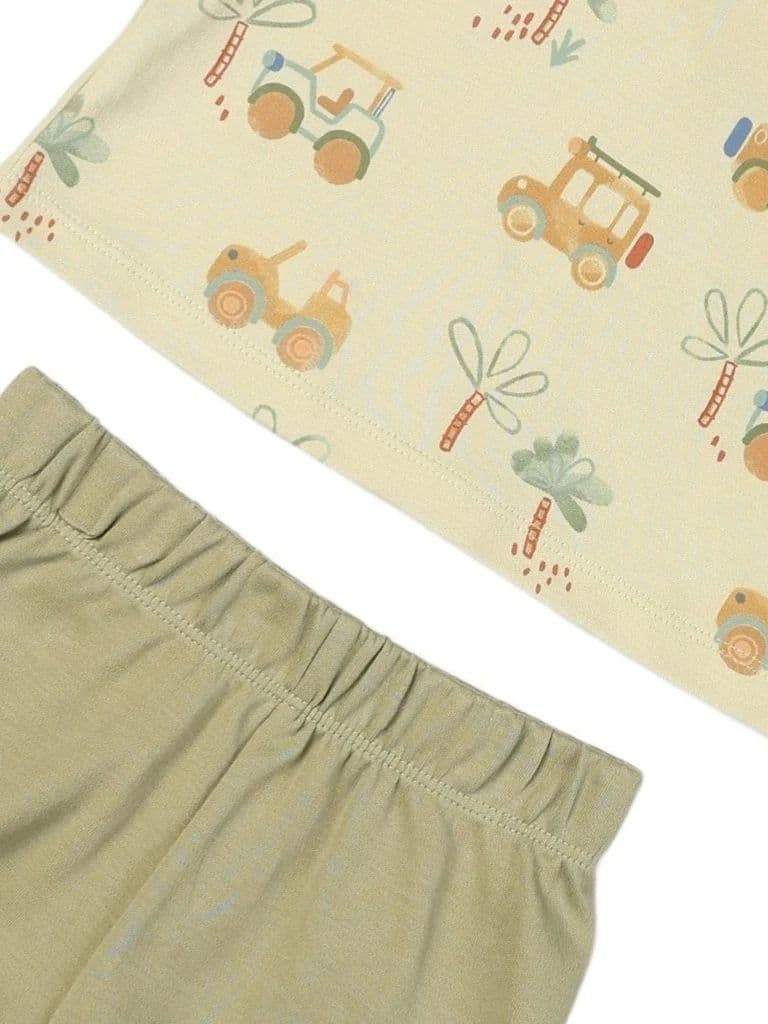 HOP Baby Boys Sage Printed Cotton T-Shirt and Shorts Set — photo 4