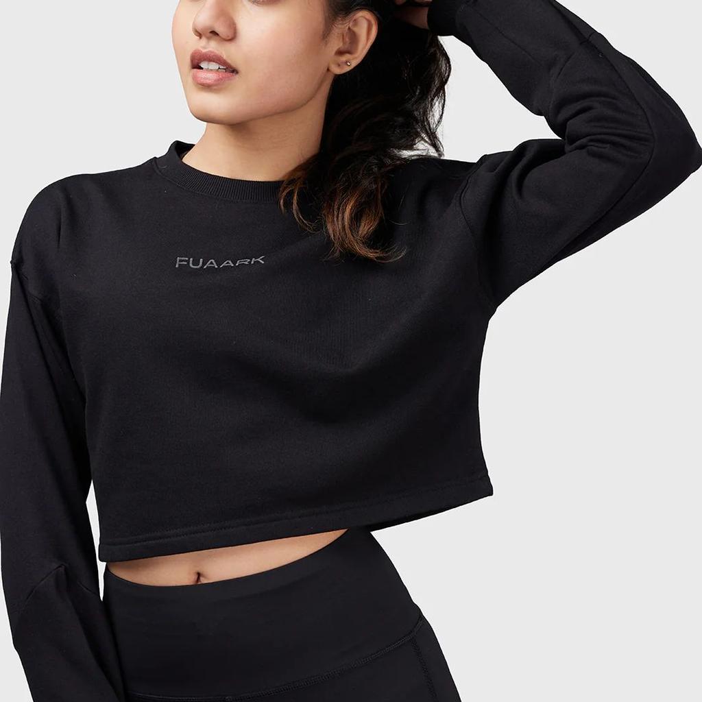 Signature Oversized Cropped Sweatshirt Black