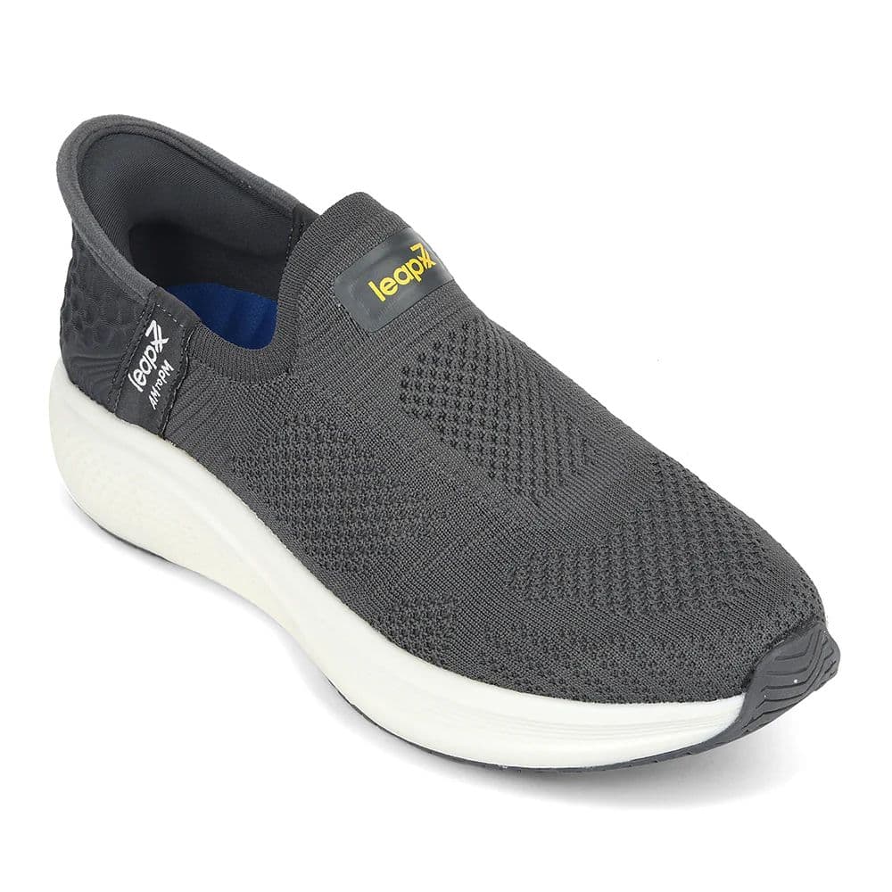 Leap7x Dark Grey Sports Non Lacing Walking Shoes For Men EAZYGO-253 By Liberty — 6/40 / Dark Grey