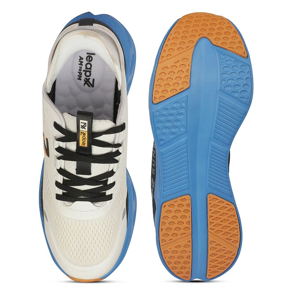 Leap7X ZLP-XM-16 Airflow Outsoles White Sports Lacing Running Shoes for Men by Liberty — photo 4
