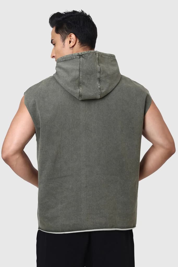 Shadow Washed Capsleeves Hoodie Olive — photo 7