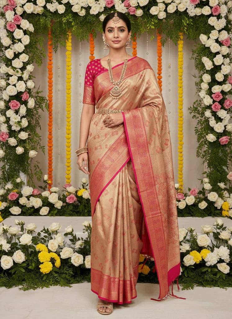 MIMOSA Women's Woven Design Kanjivaram Style Art Silk Saree with Blouse Piece - Maroon (SA00002804MRFREE) — photo 3