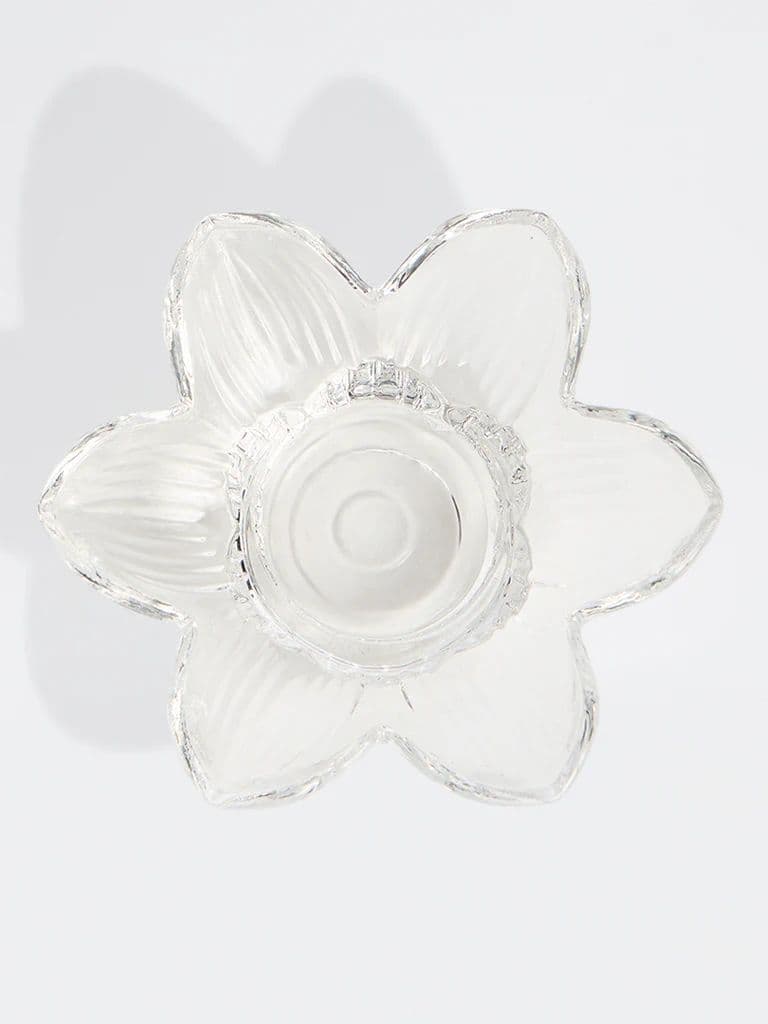Westside Home Clear Glass Flower Tealight Candle Holder — photo 2