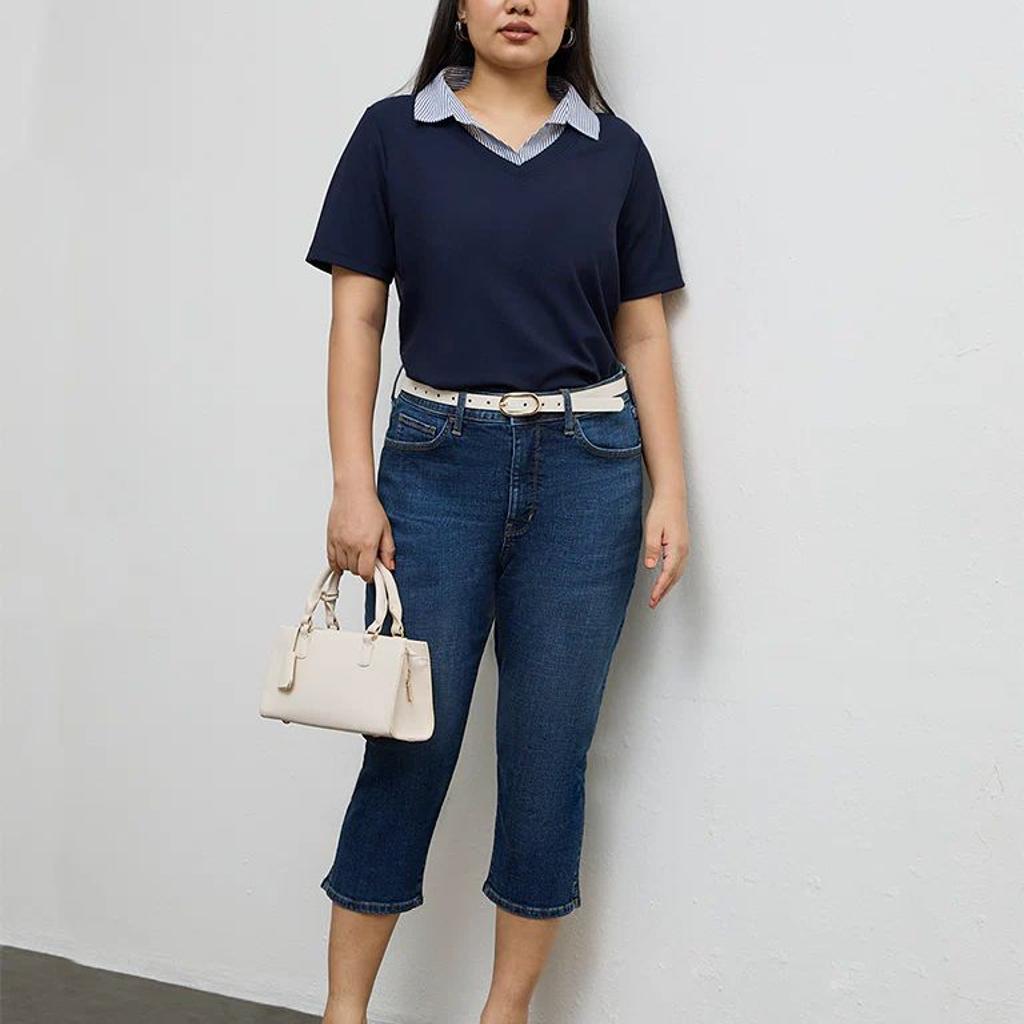 Gia Dark Blue High-Rise Capri Jeans