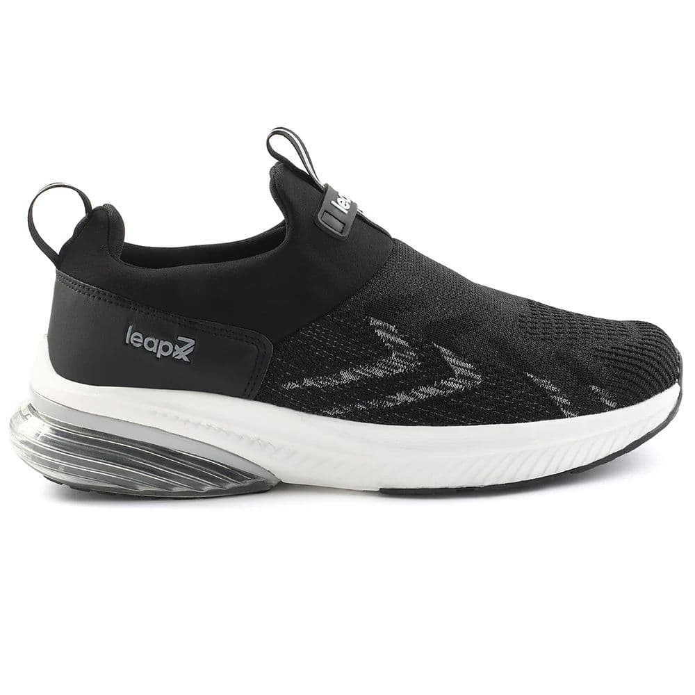 Leap7x Black Sports Non Lacing Walking Shoes For Men BRISK-24 By Liberty — photo 2