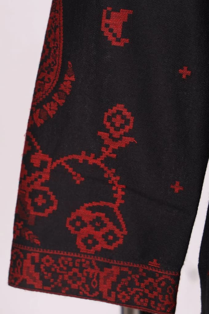 Black Floral Printed Jacquard Straight Kurta with Pants and Dupatta Set — photo 6